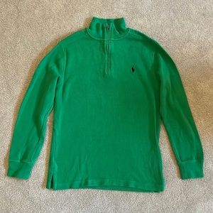 Ralph Lauren Boys Green Long Sleeve Quarter Zip Pullover Size Medium (10-12)